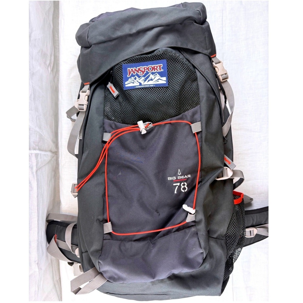 JanSport Internal Frame Backpack Pack Gray Hiking Camping Bag Big Bear 78 78L